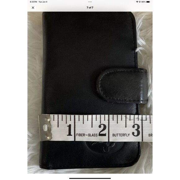 Vintage Buxton Black Top Grain Cowhide Leather Wallet Credit Card Slots Embossed - Picture 7 of 7